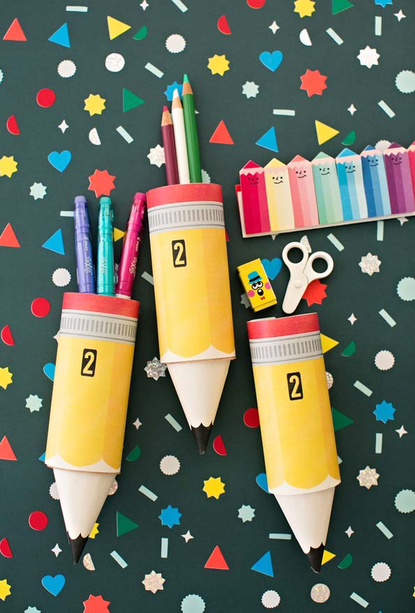 Artesanato com rolo de papel higiênico: porta-lápis criativos cilíndricos