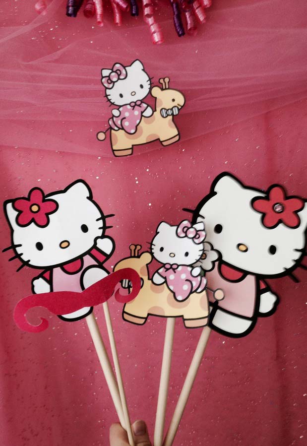 Plaquinhas para festa da Hello Kitty