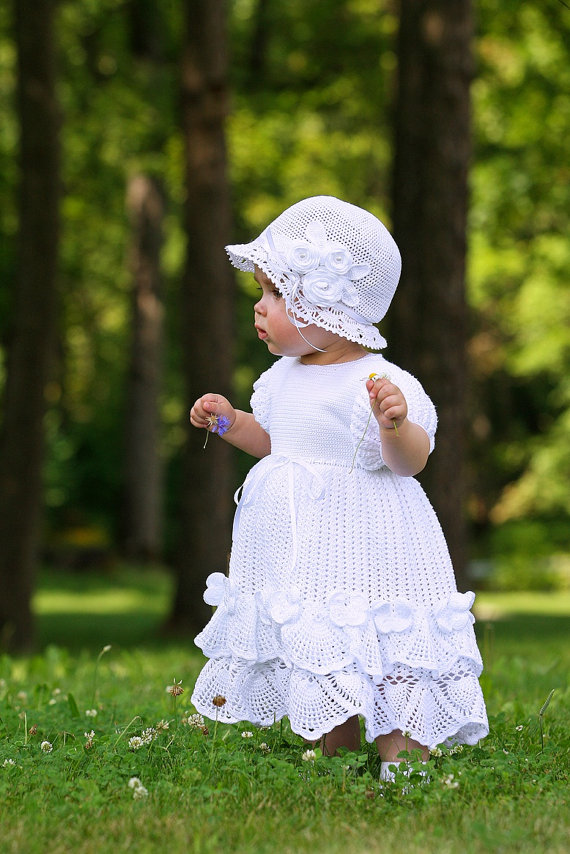 vestido de batizado de crochê